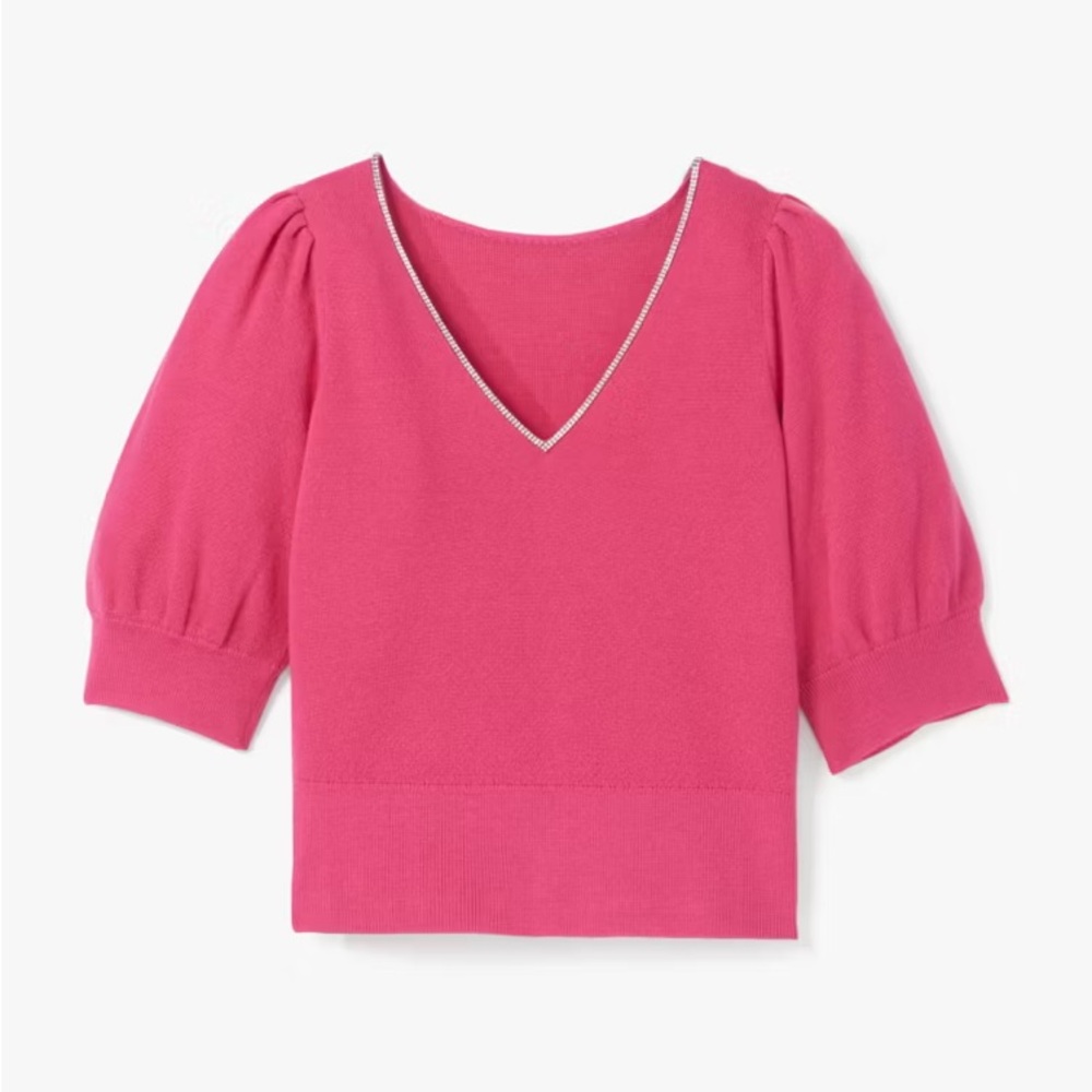 Kate Spade Vibrant Pink Puff Sleeve Crop Top